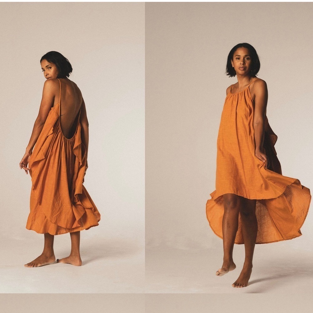High-Low Orange Womens Summer Dress